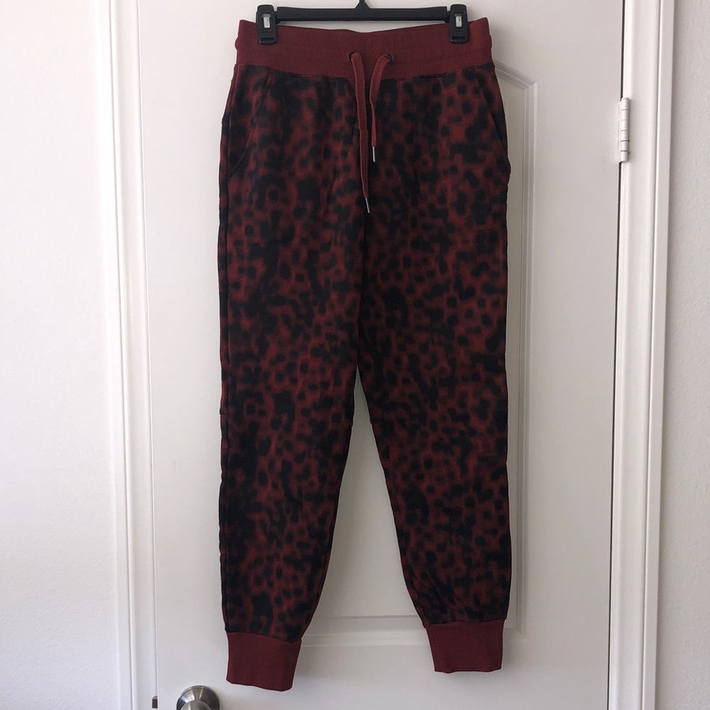 Zella Burgundy and Black Leopard Print Joggers
